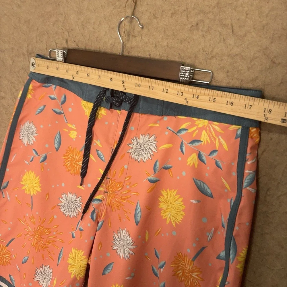 William Murray Board Shorts Mens 34 Dark Peach Floral‎ Zip Pockets 9